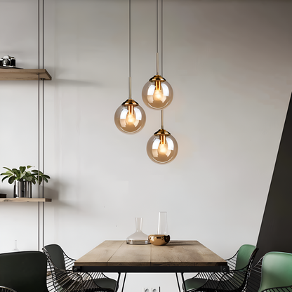 Szklana lampa wisząca LED do jadalni i salonu