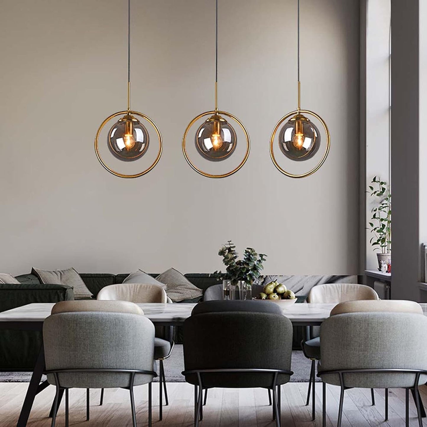 Szklana lampa wisząca LED do jadalni i salonu