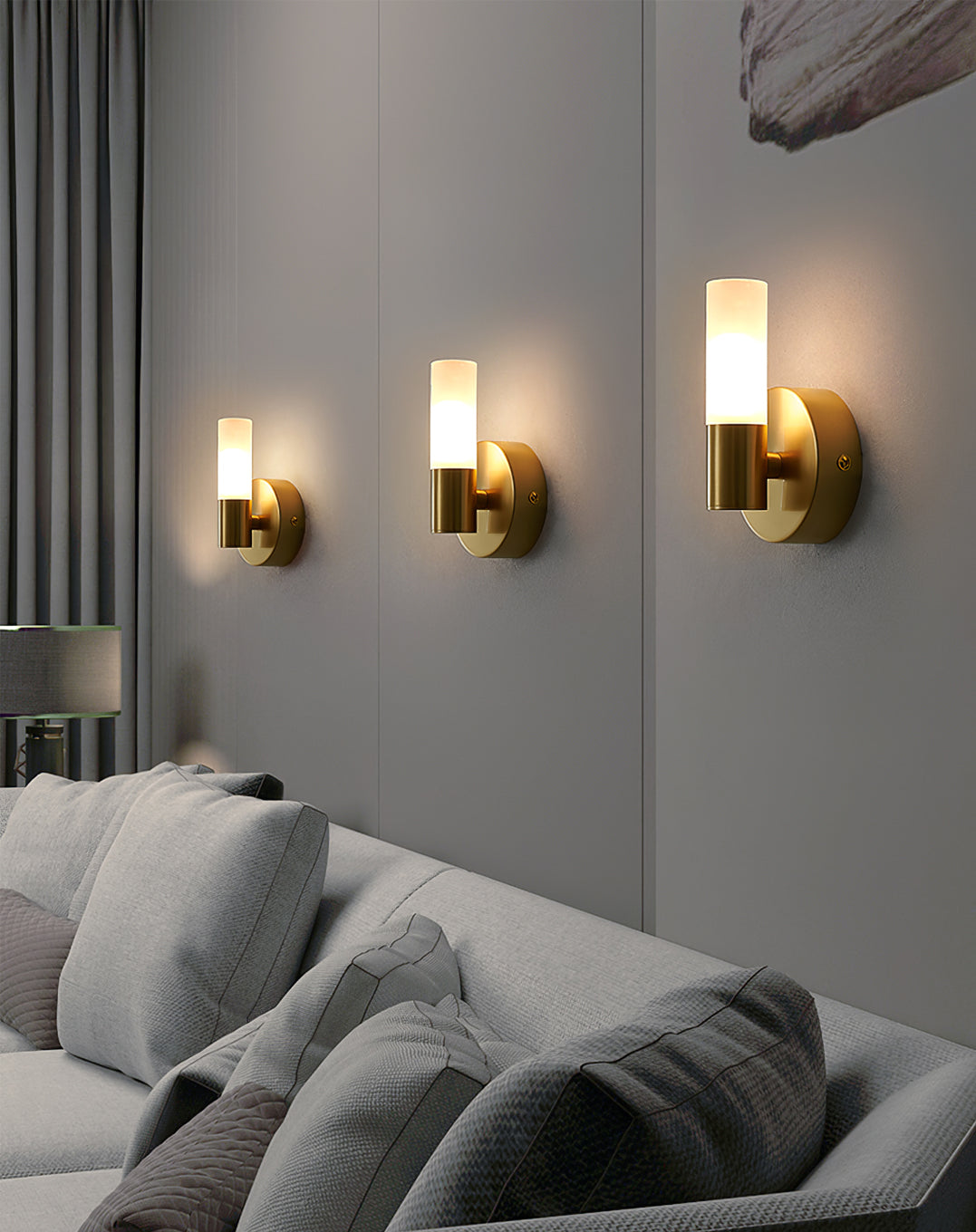Mosiężna lampa ścienna LED ze szklanym kloszem