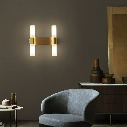 Mosiężna lampa ścienna LED ze szklanym kloszem
