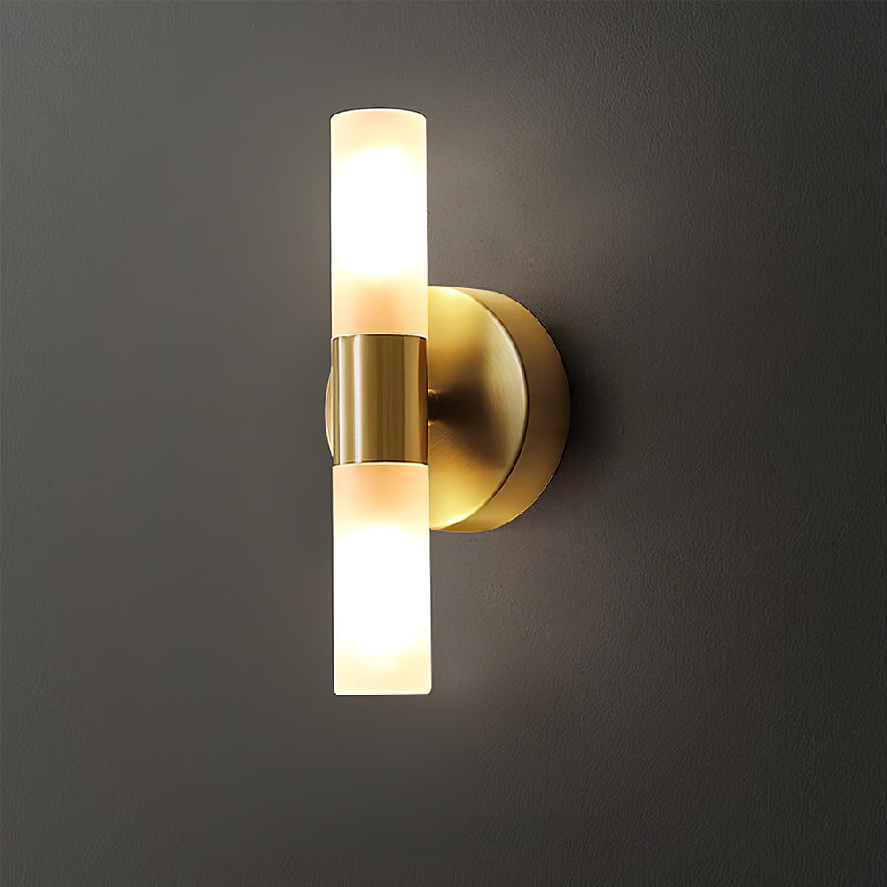 Mosiężna lampa ścienna LED ze szklanym kloszem