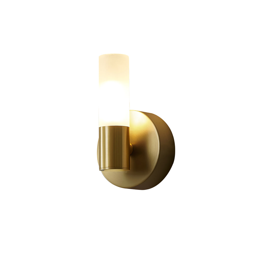 Mosiężna lampa ścienna LED ze szklanym kloszem