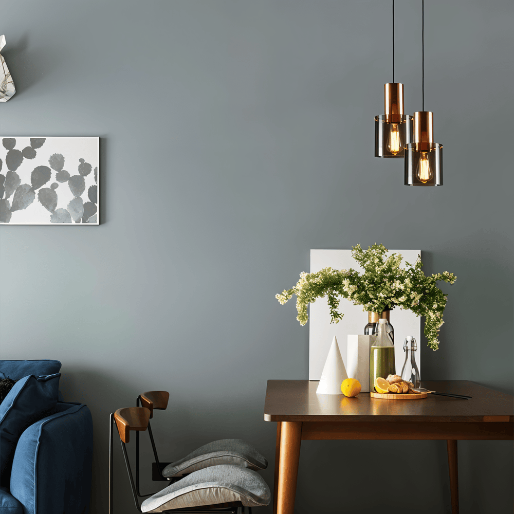Cylindryczna lampa wisząca ze szkła i metalu LED