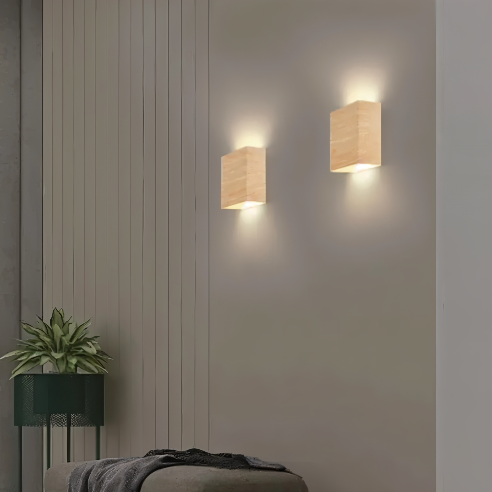 Drewniana lampa ścienna LED góra dół 12 cm
