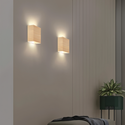 Drewniana lampa ścienna LED góra dół 12 cm