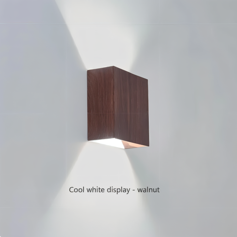 Drewniana lampa ścienna LED góra dół 12 cm