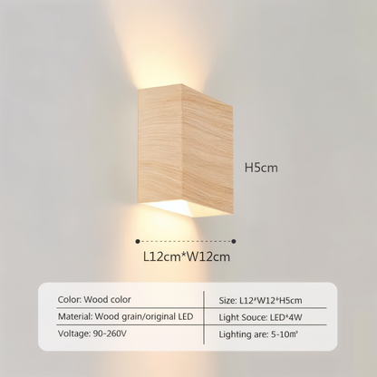 Drewniana lampa ścienna LED góra dół 12 cm