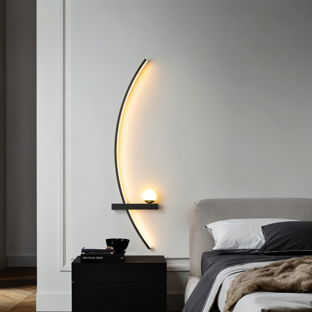 Nowoczesna zakrzywiona lampa ścienna LED aluminiowa