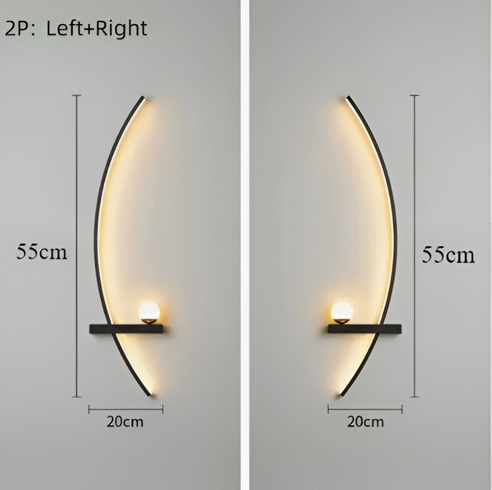 Nowoczesna zakrzywiona lampa ścienna LED aluminiowa