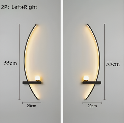 Nowoczesna zakrzywiona lampa ścienna LED aluminiowa