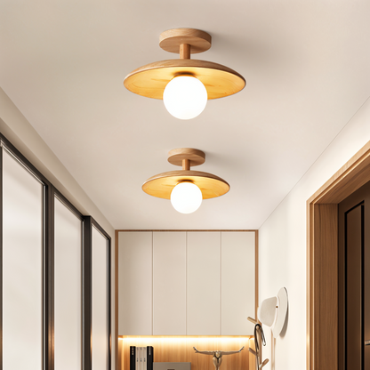 Drewniana lampa sufitowa LED do salonu i sypialni