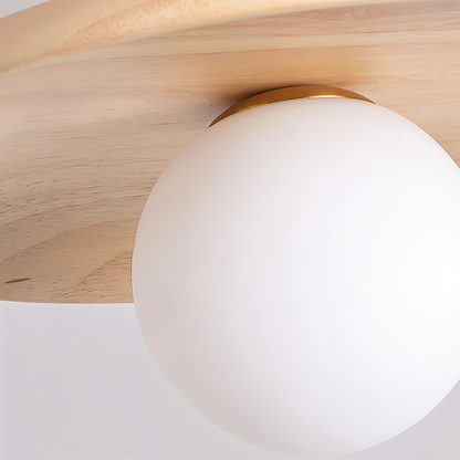 Lampa sufitowa drewniana LED ze szkłem nowoczesna