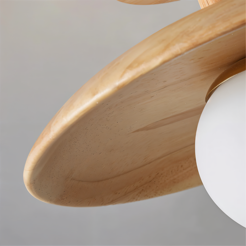 Lampa sufitowa drewniana LED ze szkłem nowoczesna