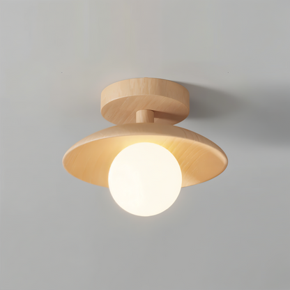 Lampa sufitowa drewniana LED ze szkłem nowoczesna