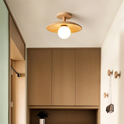 Lampa sufitowa drewniana LED ze szkłem nowoczesna