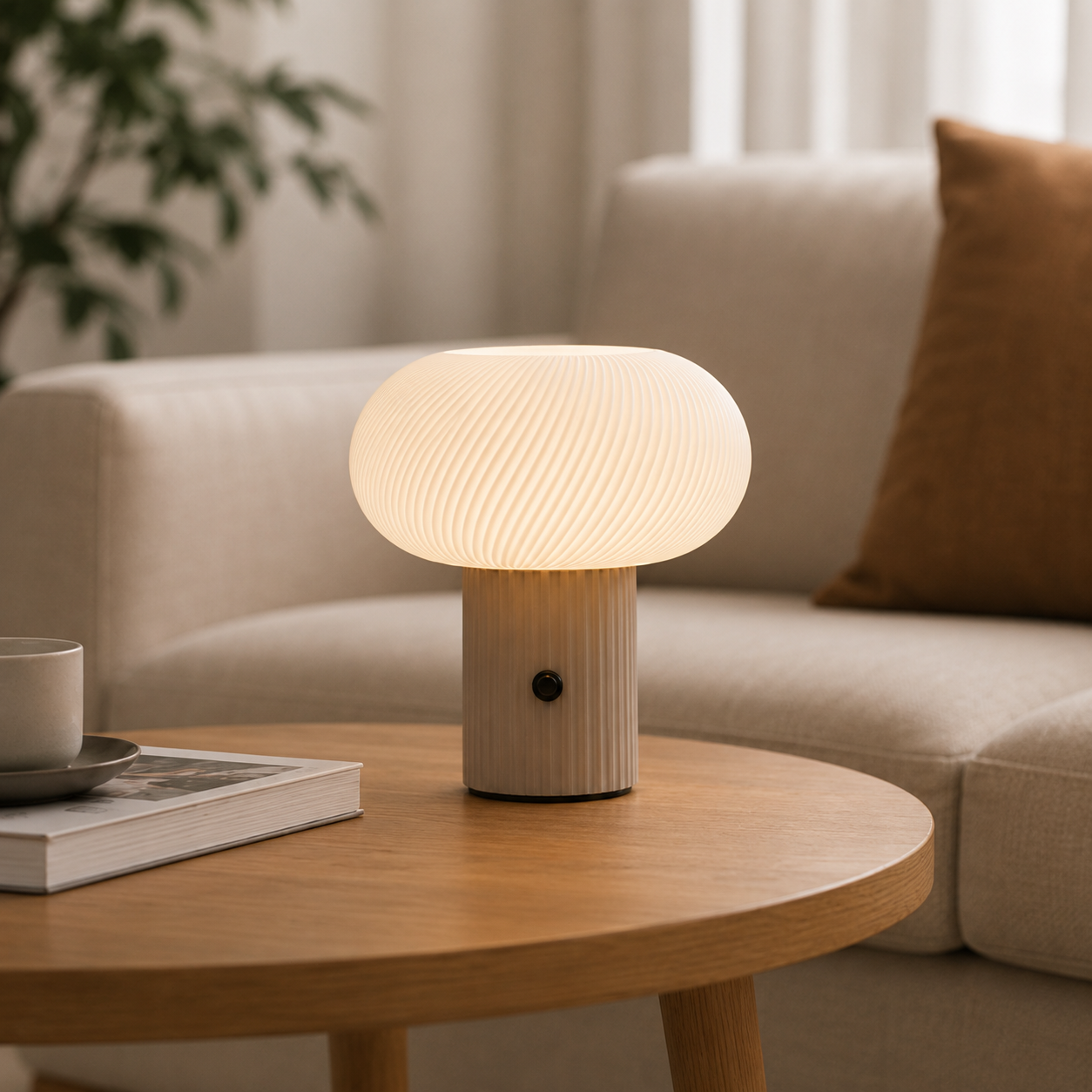 Lampa stołowa LED grzybek – dekoracyjna, kolorowe światło, styl retro