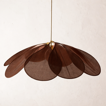 Lampa wisząca vintage z kwiatowym kloszem z tkaniny