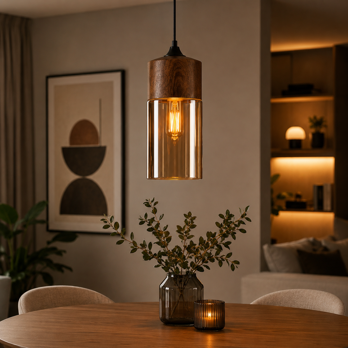 Lampa wisząca szklana retro nowoczesna regulowana