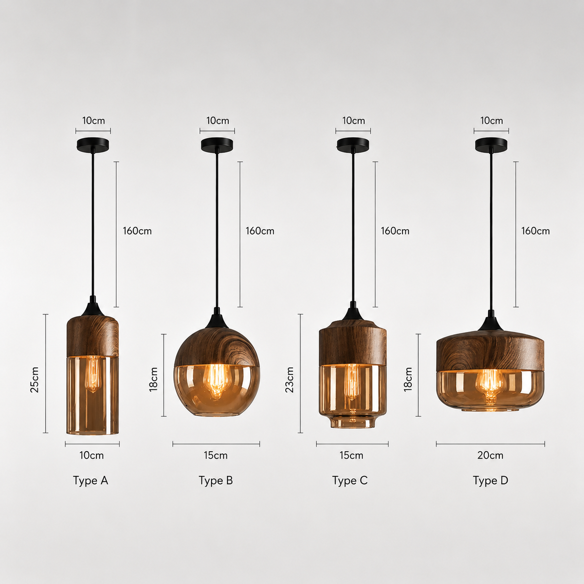 Lampa wisząca szklana retro nowoczesna regulowana