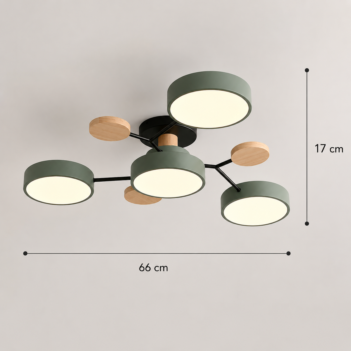 Nowoczesna lampa sufitowa LED z drewnianymi detalami
