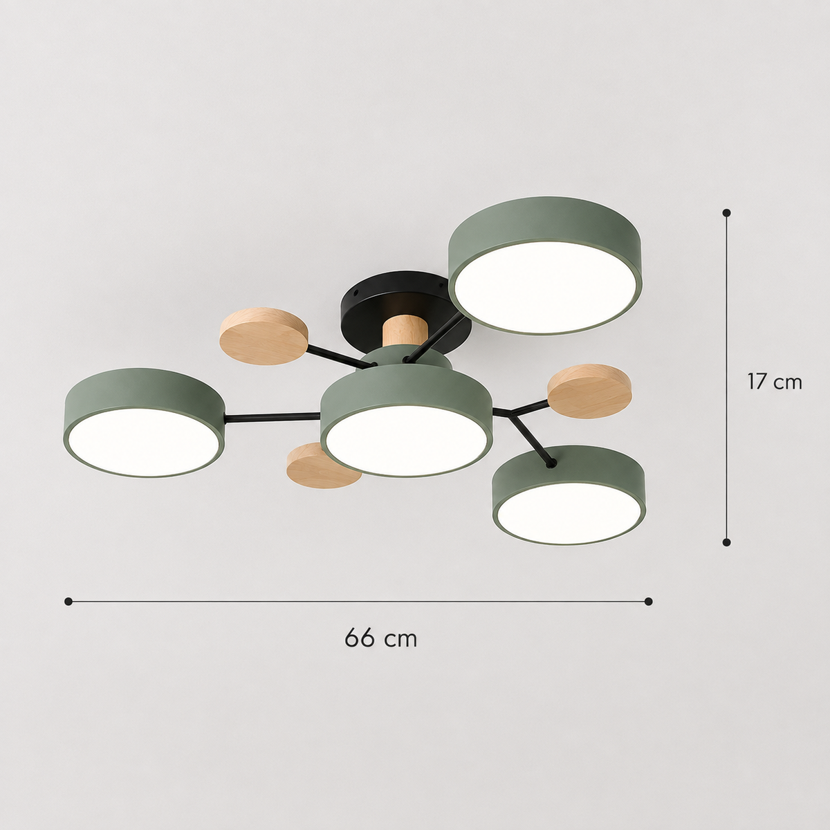 Nowoczesna lampa sufitowa LED z drewnianymi detalami