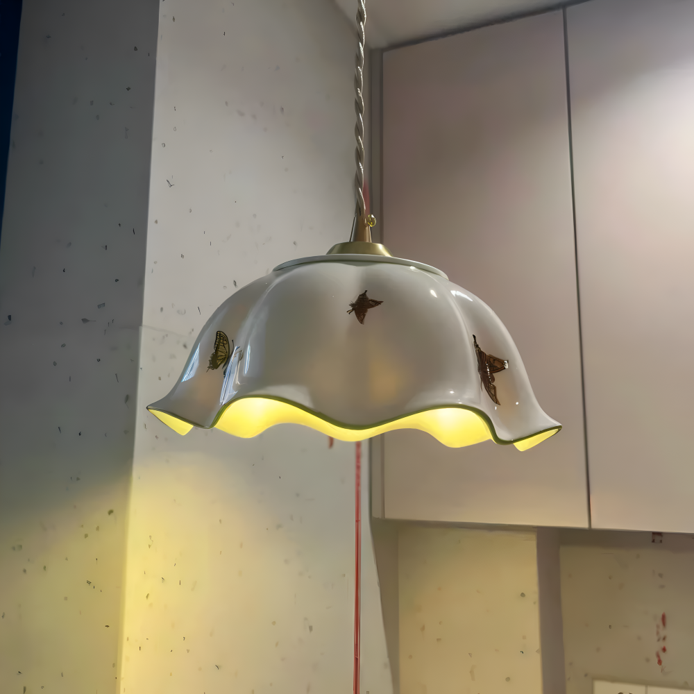 Ceramiczna lampa wisząca motyl LED do salonu