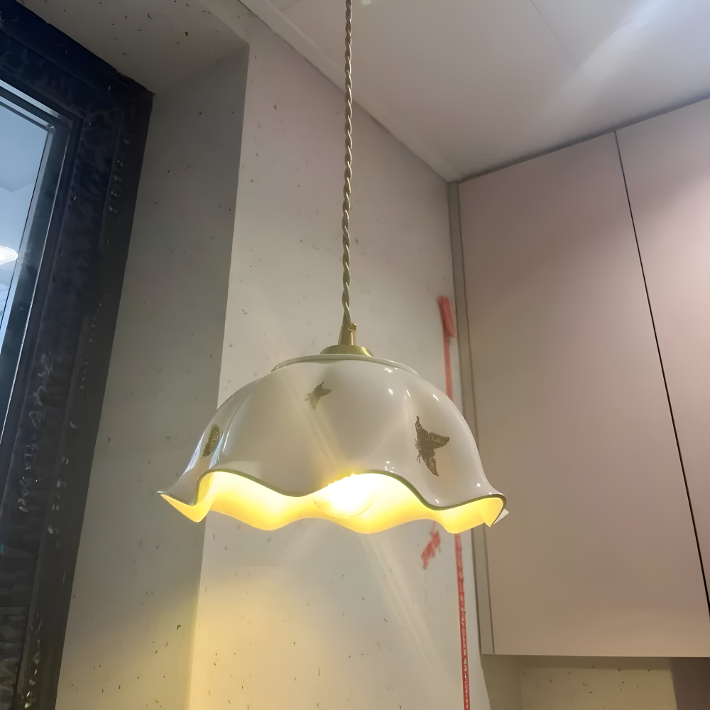 Ceramiczna lampa wisząca motyl LED do salonu