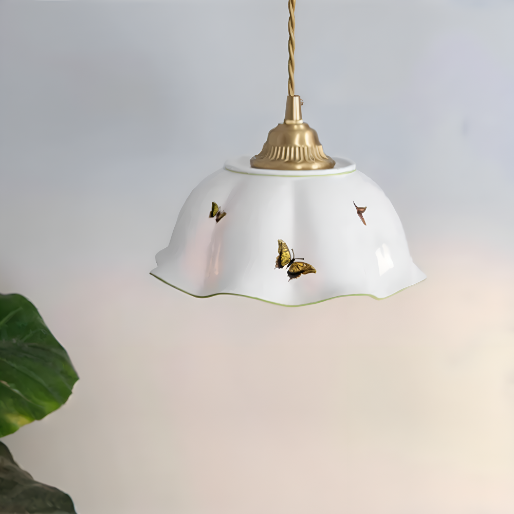 Ceramiczna lampa wisząca motyl LED do salonu