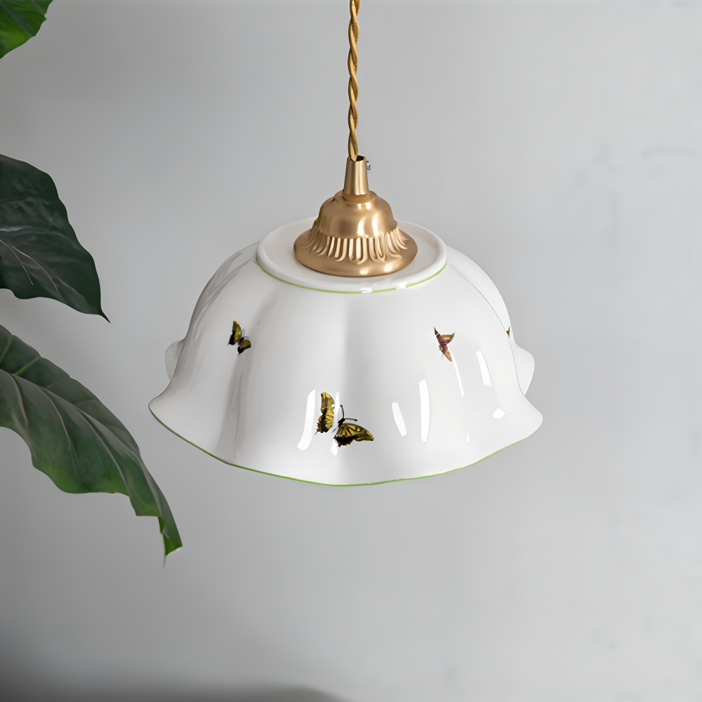 Ceramiczna lampa wisząca motyl LED do salonu