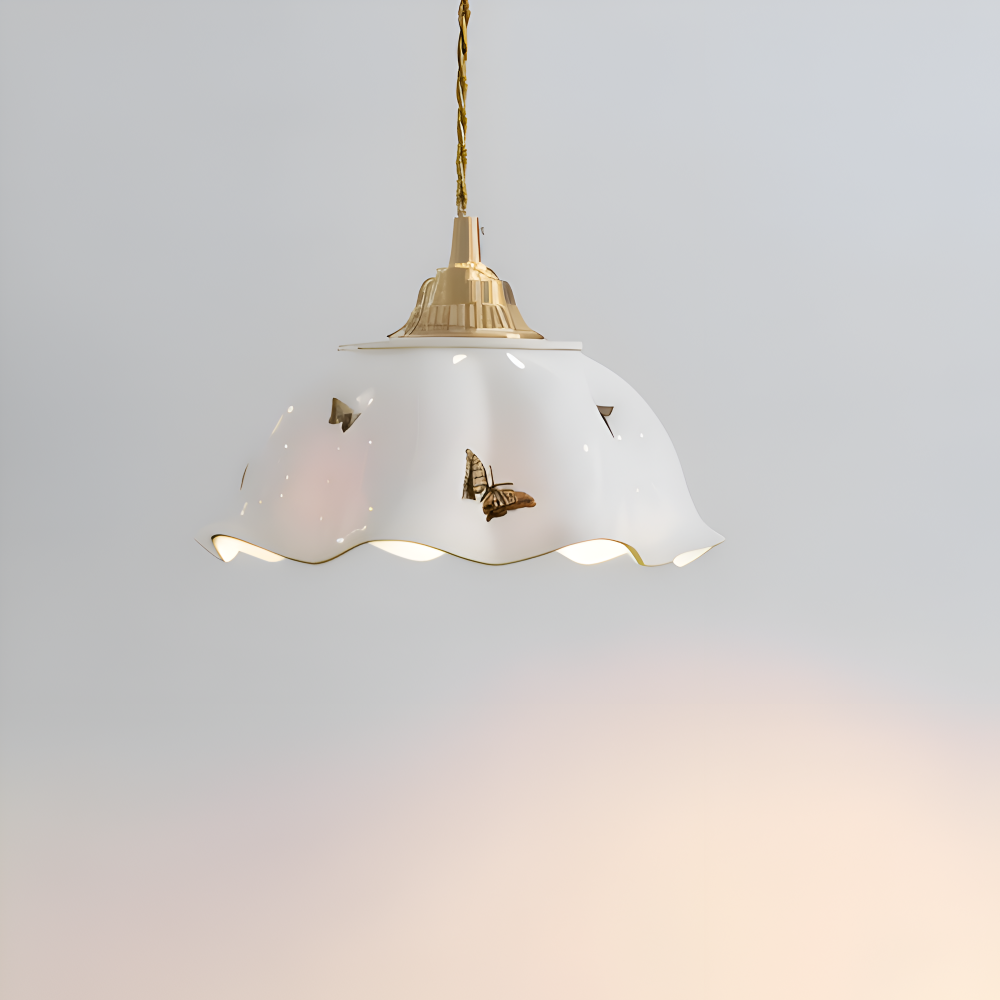Ceramiczna lampa wisząca motyl LED do salonu