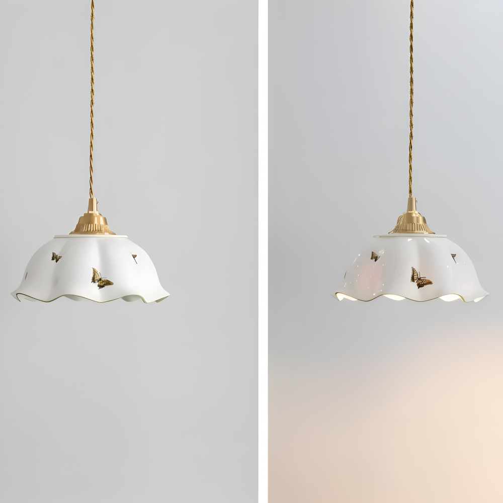 Ceramiczna lampa wisząca motyl LED do salonu