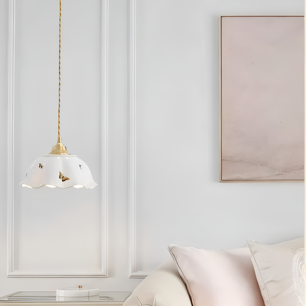 Ceramiczna lampa wisząca motyl LED do salonu