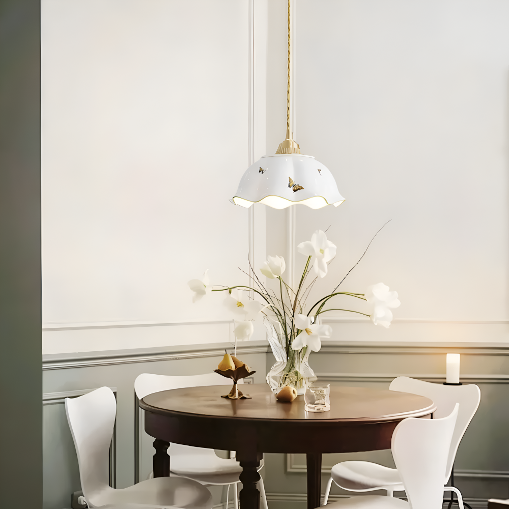 Ceramiczna lampa wisząca motyl LED do salonu