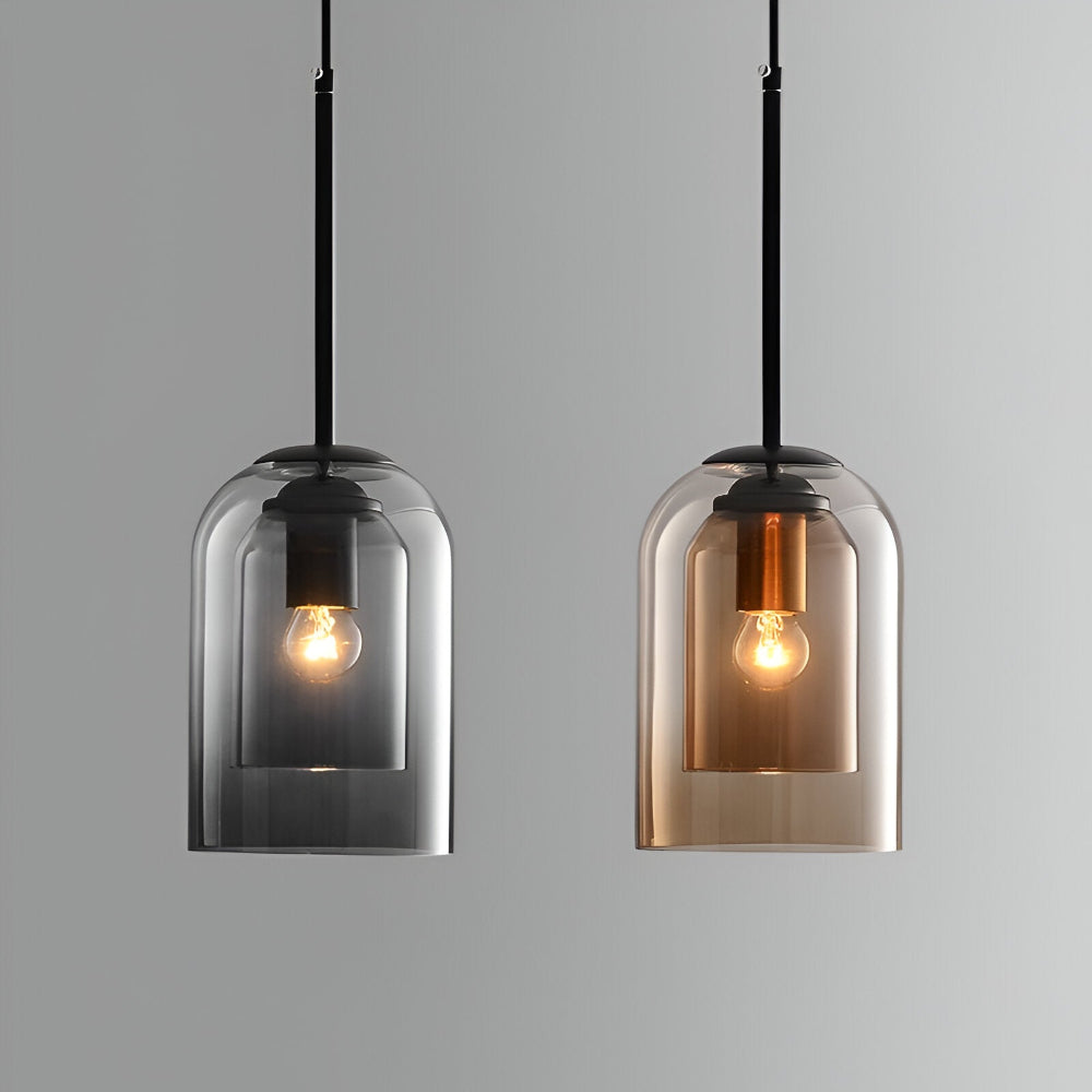 Lampa wisząca z podwójnym szkłem dymionym