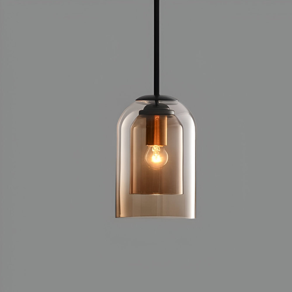 Lampa wisząca z podwójnym szkłem dymionym