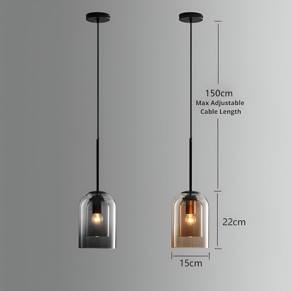 Lampa wisząca z podwójnym szkłem dymionym