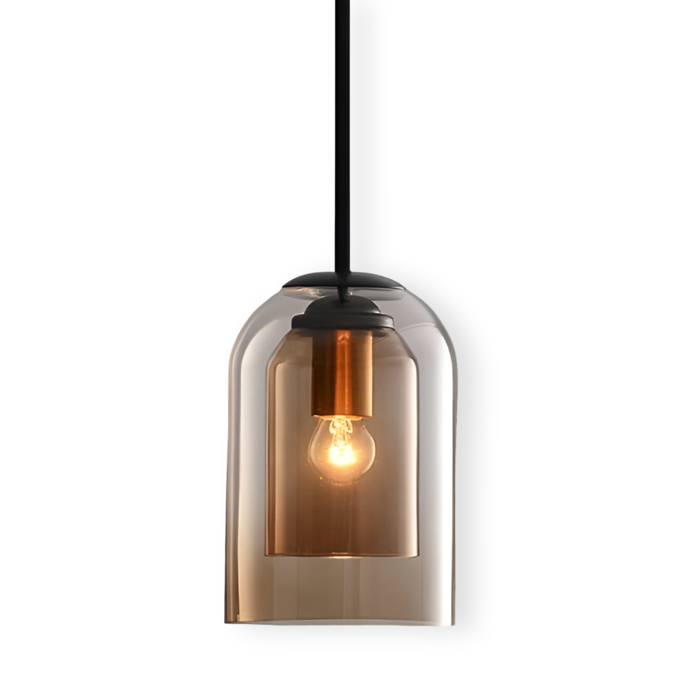 Lampa wisząca z podwójnym szkłem dymionym