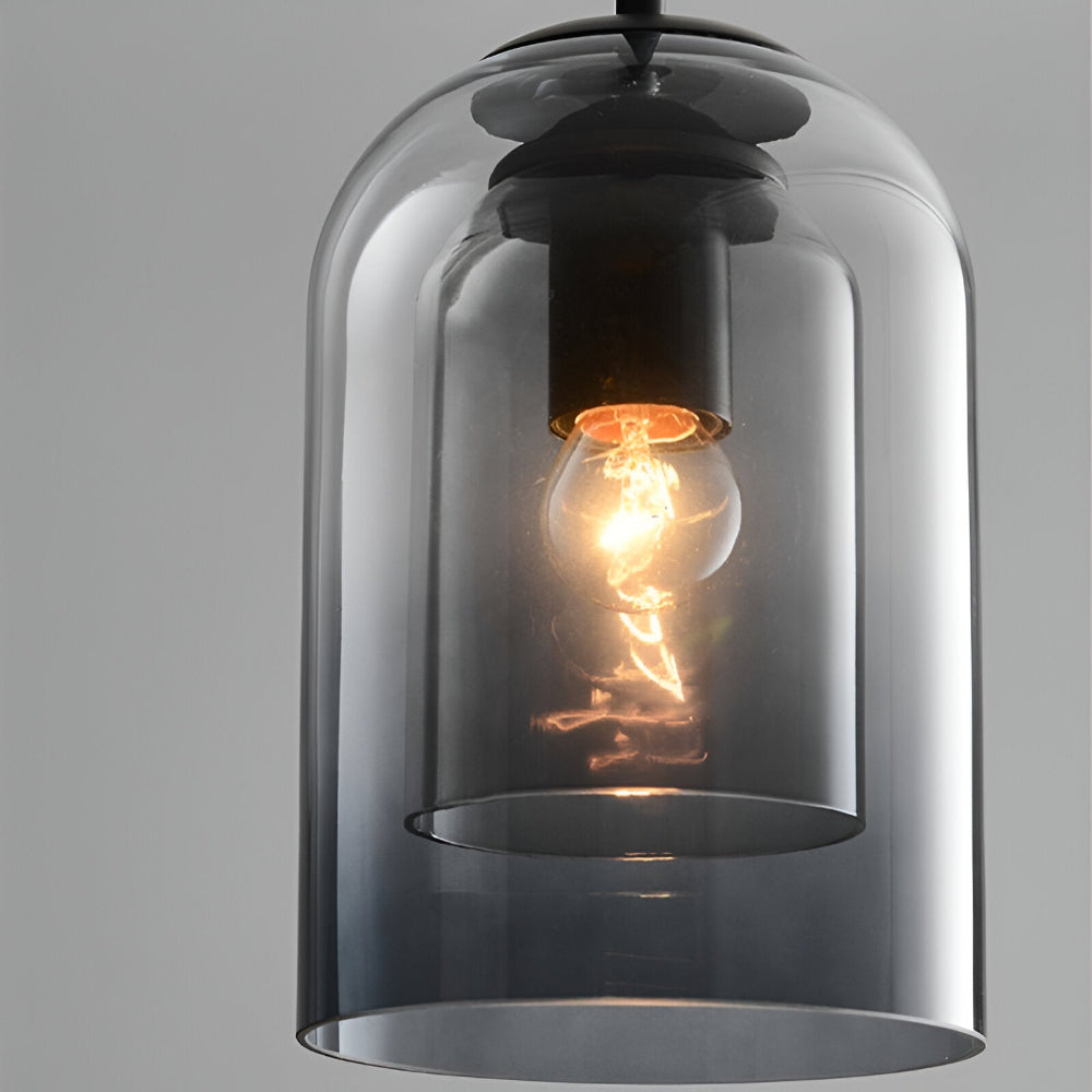 Lampa wisząca z podwójnym szkłem dymionym