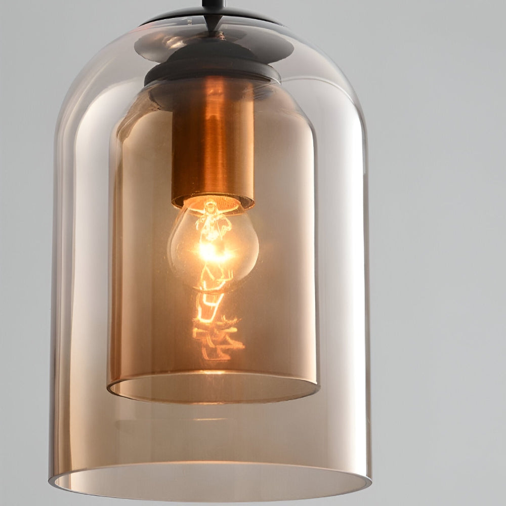 Lampa wisząca z podwójnym szkłem dymionym