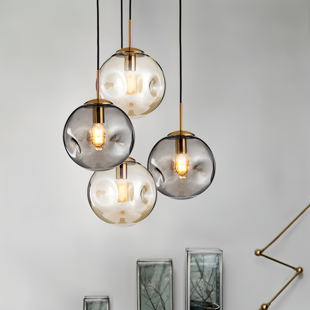 Lampa wisząca vintage ze szkła champagne do salonu