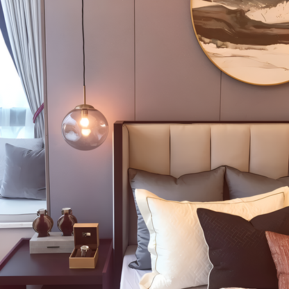 Lampa wisząca vintage ze szkła champagne szarego