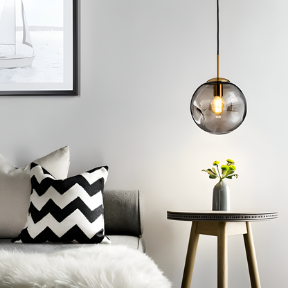 Lampa wisząca vintage ze szkła champagne szarego