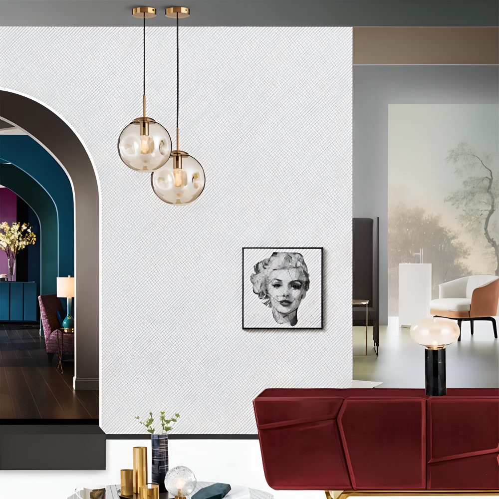 Lampa wisząca vintage ze szkła champagne szarego