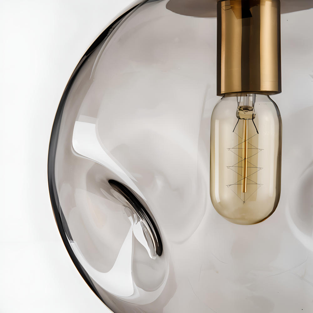 Lampa wisząca vintage ze szkła champagne szarego