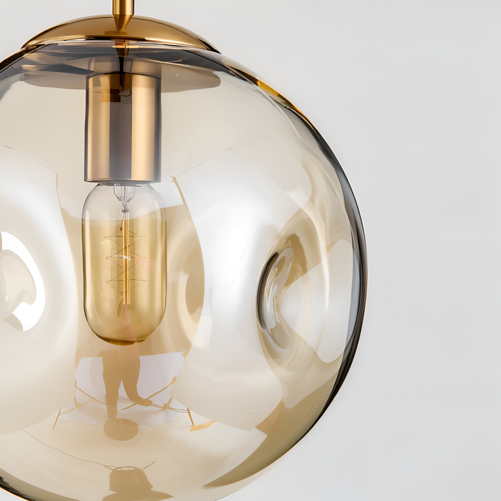 Lampa wisząca vintage ze szkła champagne szarego