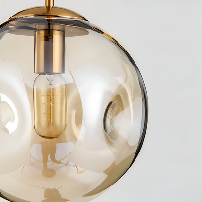 Lampa wisząca vintage ze szkła champagne szarego
