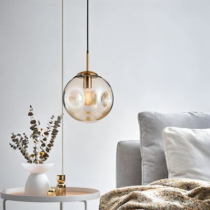 Lampa wisząca vintage ze szkła champagne szarego