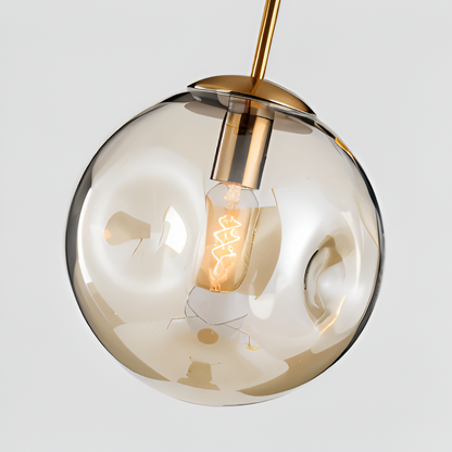 Lampa wisząca vintage ze szkła champagne szarego