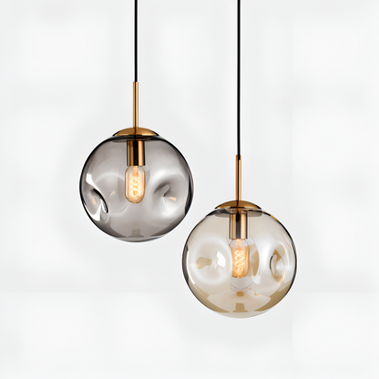 Lampa wisząca vintage ze szkła champagne szarego