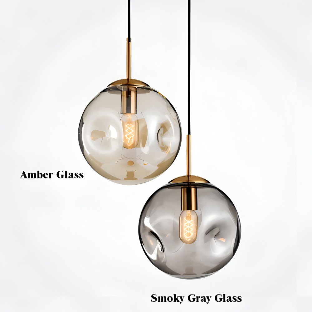 Lampa wisząca vintage ze szkła champagne szarego